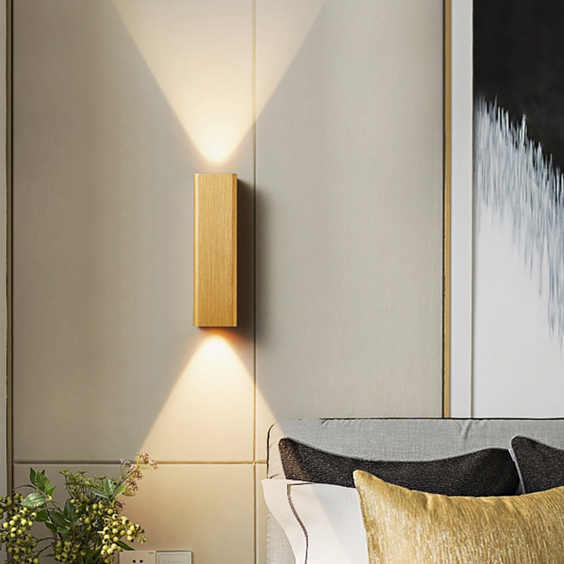 Modern Cuboid Wall Mounted Light Metal Living Room LED Up and Down Wall Sconce in Bronze/Gold/Coffee