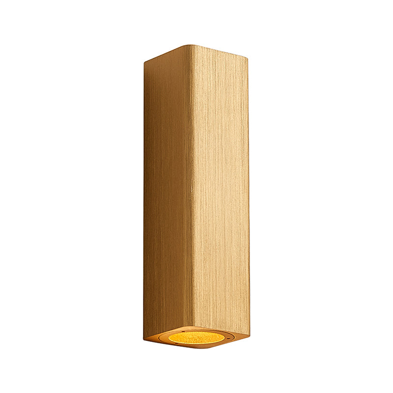 Modern Cuboid Wall Mounted Light Metal Living Room LED Up and Down Wall Sconce in Bronze/Gold/Coffee