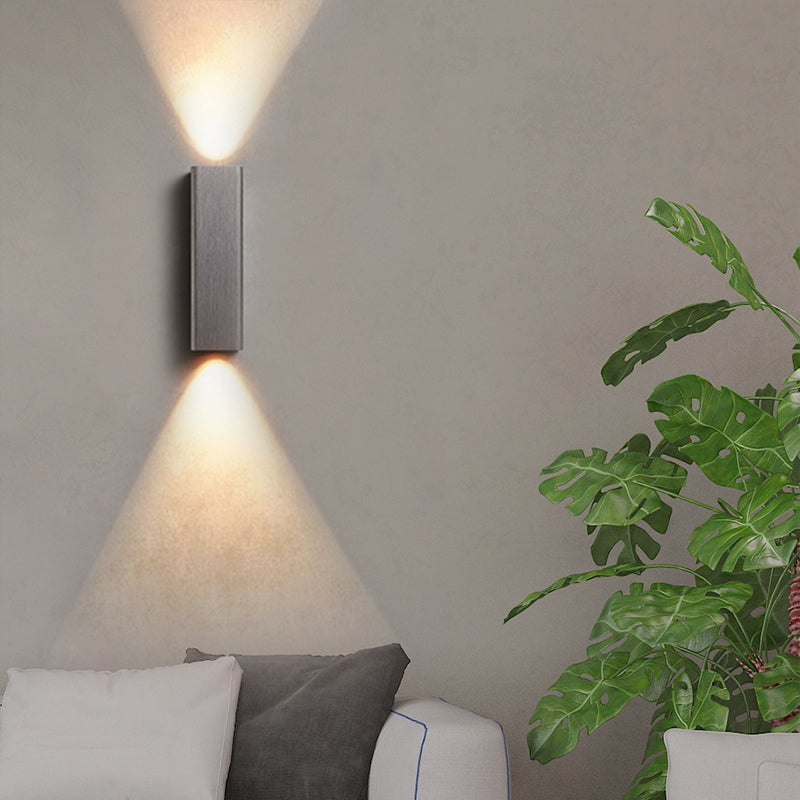 Modern Cuboid Wall Mounted Light Metal Living Room LED Up and Down Wall Sconce in Bronze/Gold/Coffee