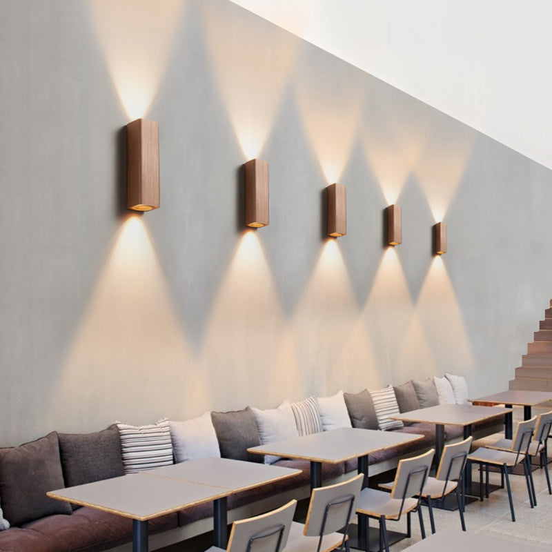 Modern Cuboid Wall Mounted Light Metal Living Room LED Up and Down Wall Sconce in Bronze/Gold/Coffee