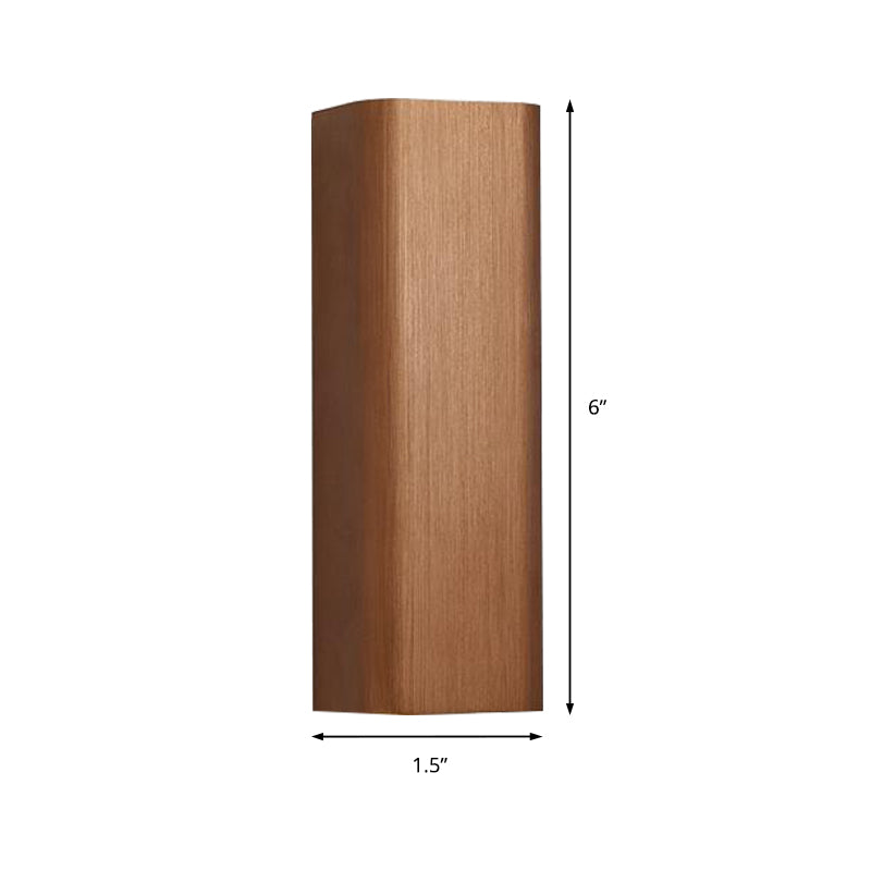 Modern Cuboid Wall Mounted Light Metal Living Room LED Up and Down Wall Sconce in Bronze/Gold/Coffee