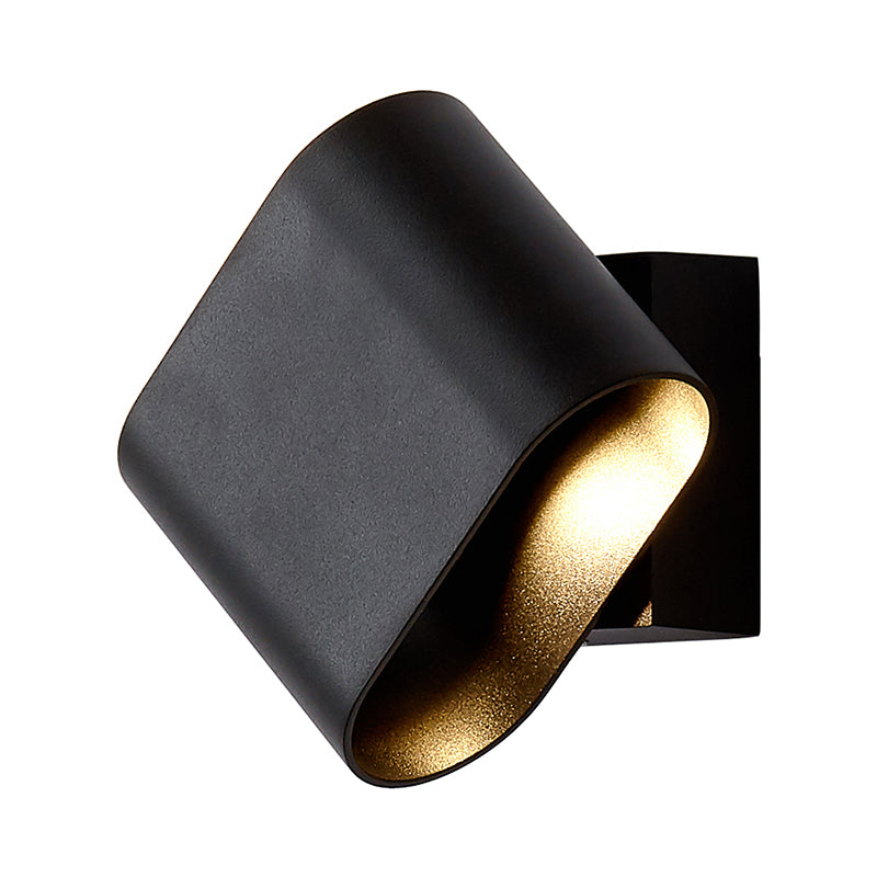 Round Edge Cuboid Wall Sconce Light Simple Metal LED Black/Grey/White Wall Mount Light for Corridor