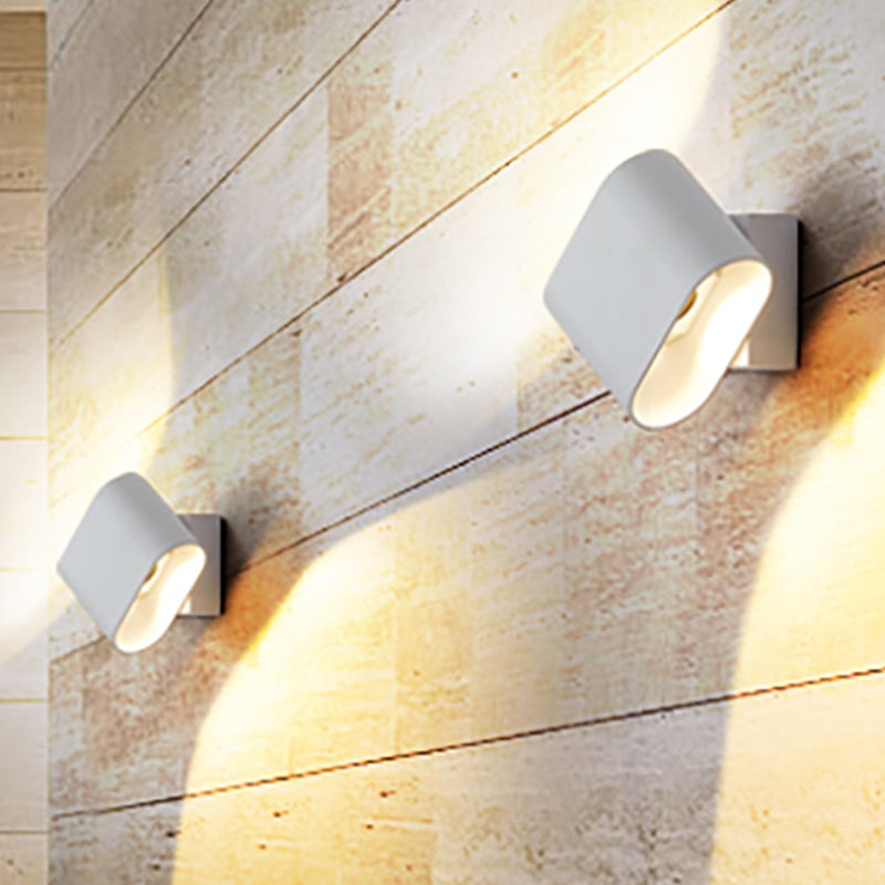 Round Edge Cuboid Wall Sconce Light Simple Metal LED Black/Grey/White Wall Mount Light for Corridor