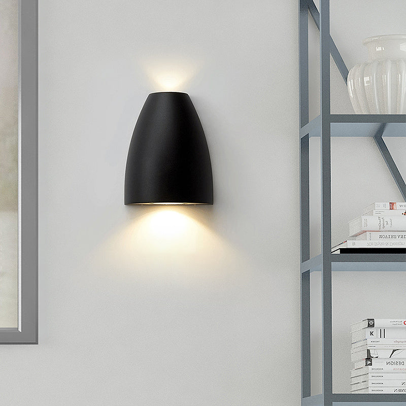 Bullet Shape Wall Mount Light Modern Metal Black/Grey/White LED Up and Down Wall Sconce for Stairway
