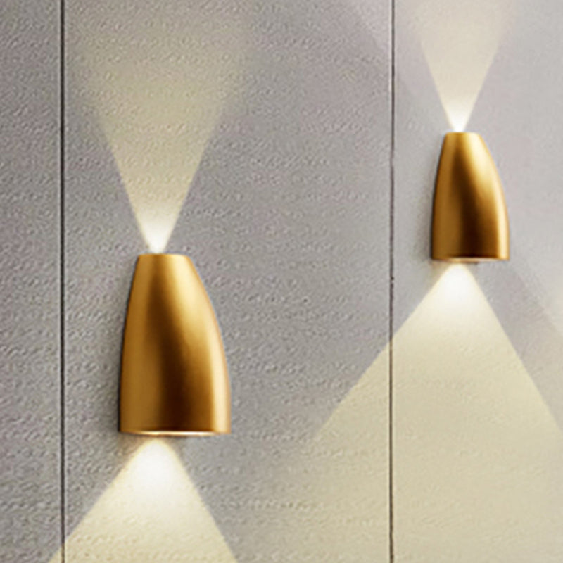 Bullet Shape Wall Mount Light Modern Metal Black/Grey/White LED Up and Down Wall Sconce for Stairway
