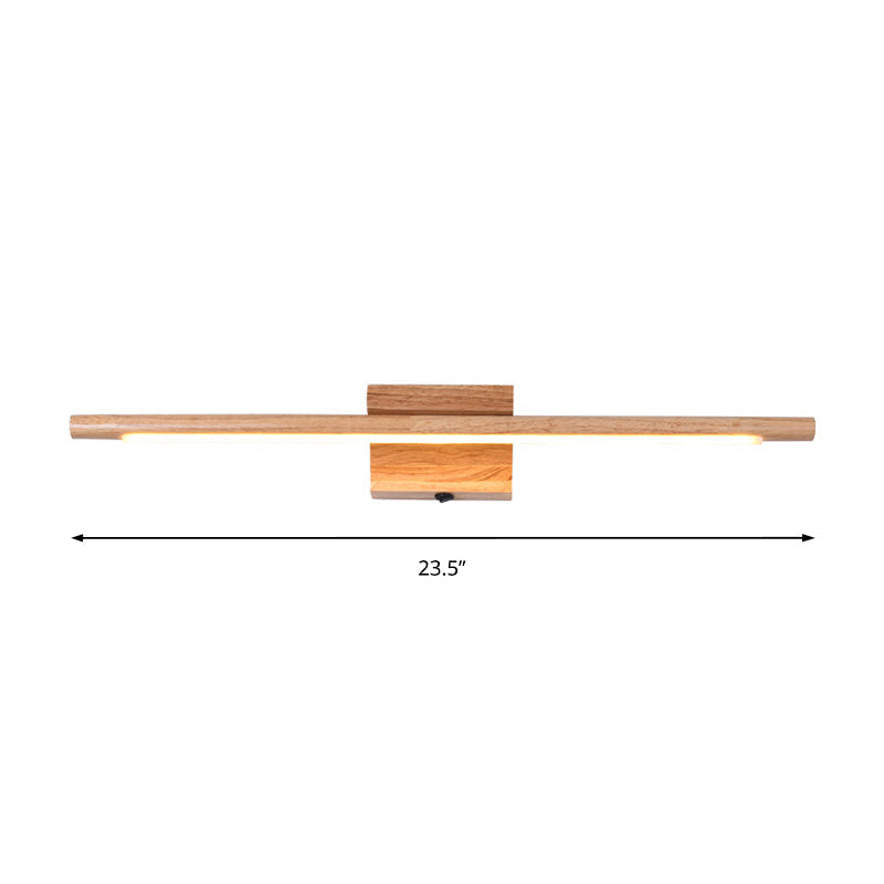 Slim Wood Vanity Sconce Lamp Modernist Led Beige Wall Mounted Light Fixture in White/Warm Light