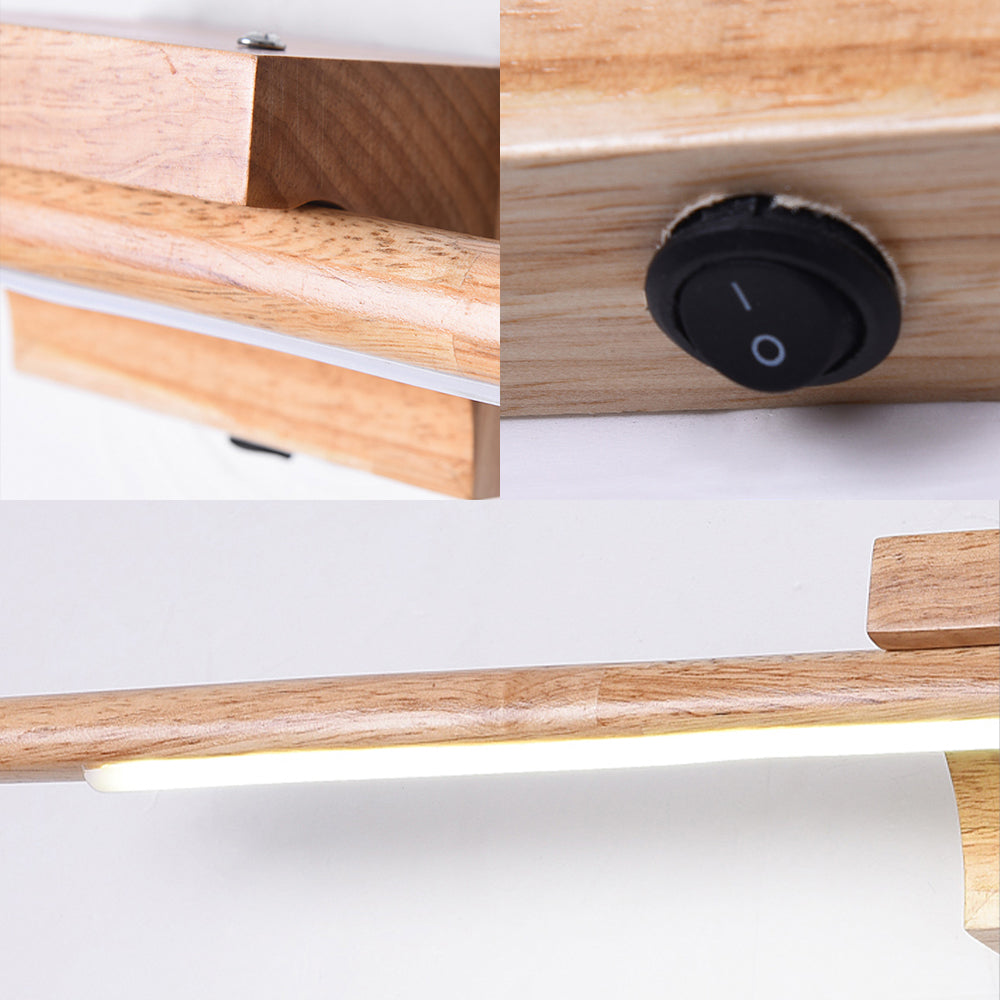 Slim Wood Vanity Sconce Lamp Modernist Led Beige Wall Mounted Light Fixture in White/Warm Light