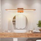 Slim Wood Vanity Sconce Lamp Modernist Led Beige Wall Mounted Light Fixture in White/Warm Light