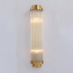 Contemporary Pillar Wall Sconce Light Crystal 2 Heads Living Room Wall Mounted Lamp in Gold