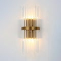 Contemporary Pillar Wall Sconce Light Crystal 2 Heads Living Room Wall Mounted Lamp in Gold