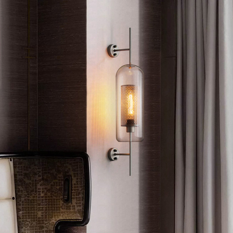Clear Glass Geometric Wall Lamp Simplicity Single-Bulb Corridor Wall Light Fixture