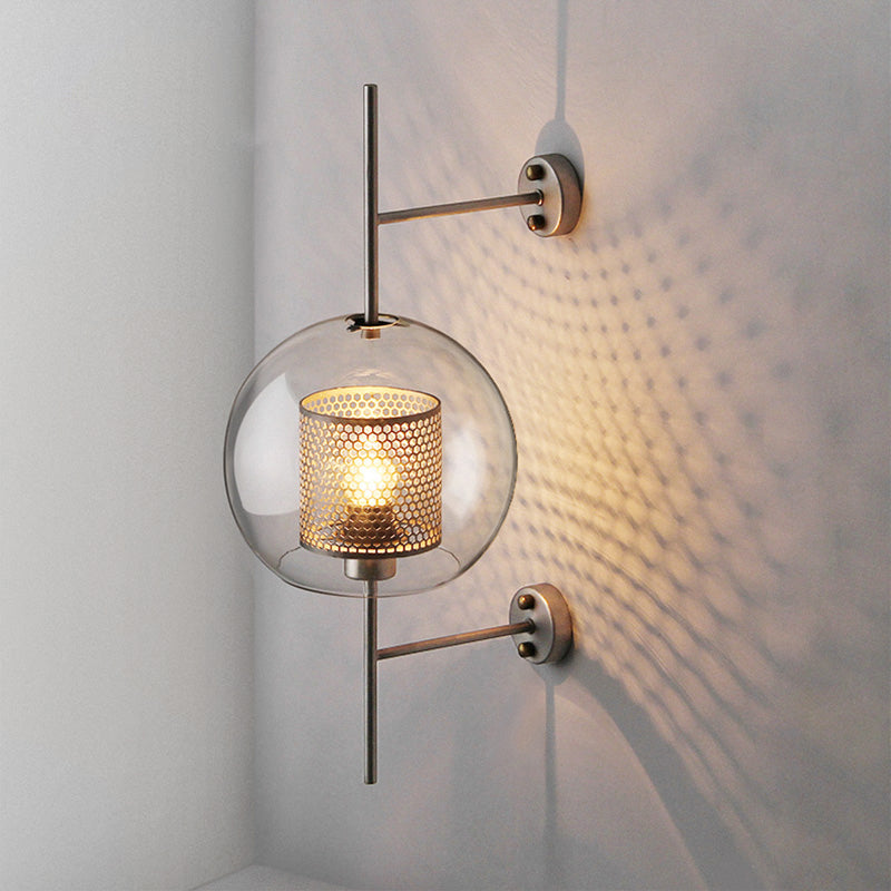Clear Glass Geometric Wall Lamp Simplicity Single-Bulb Corridor Wall Light Fixture
