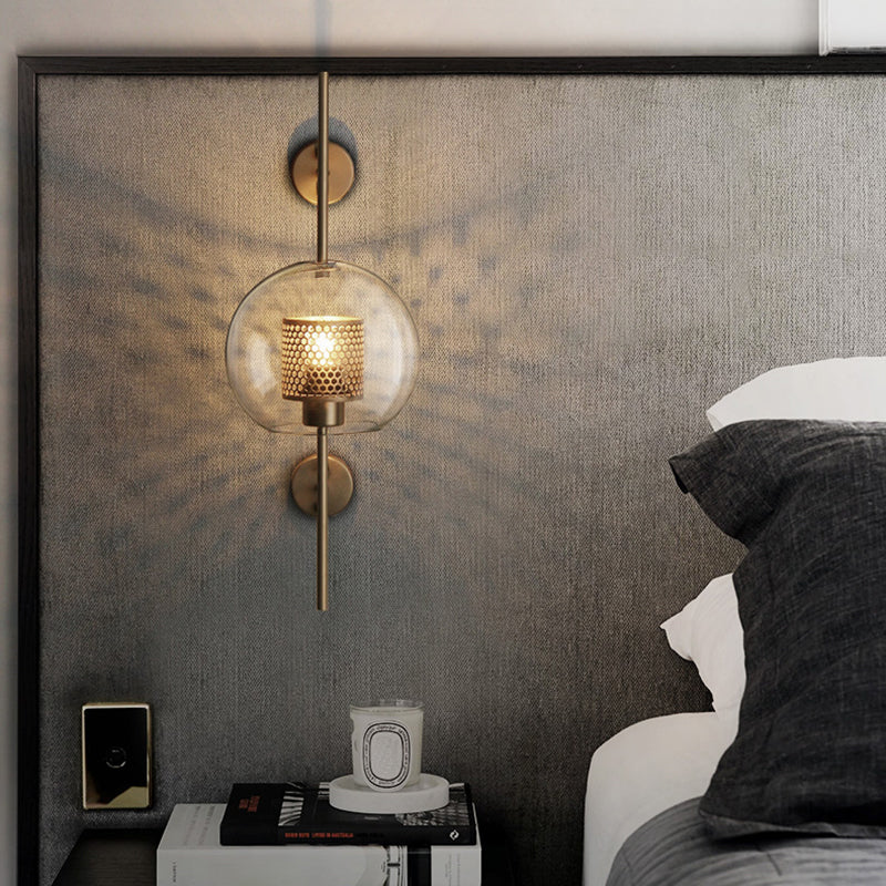 Clear Glass Geometric Wall Lamp Simplicity Single-Bulb Corridor Wall Light Fixture