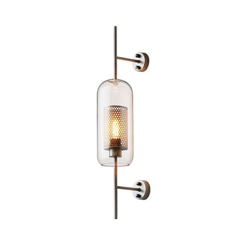 Clear Glass Geometric Wall Lamp Simplicity Single-Bulb Corridor Wall Light Fixture
