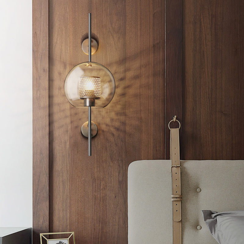 Clear Glass Geometric Wall Lamp Simplicity Single-Bulb Corridor Wall Light Fixture