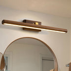 Nordic Style Linear Wall Sconce Light Acrylic Bathroom LED Vanity Lighting in Dark Wood