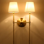 Bucket Shade Fabric Wall Mount Light Traditional Corridor Wall Light Fixture in Brass