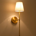 Bucket Shade Fabric Wall Mount Light Traditional Corridor Wall Light Fixture in Brass