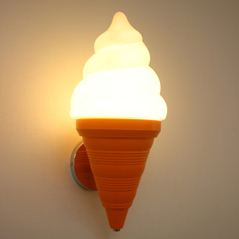 Childrens Ice Cream Shaped Wall Lamp Fixture Plastic Bedroom LED Wall Light Sconce