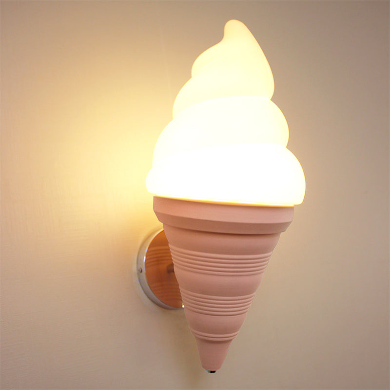 Childrens Ice Cream Shaped Wall Lamp Fixture Plastic Bedroom LED Wall Light Sconce