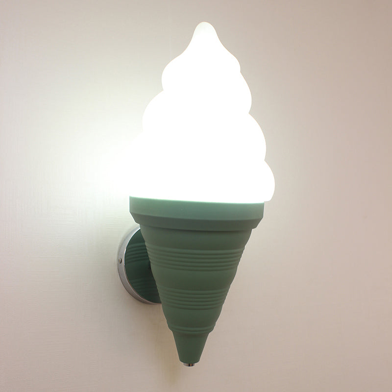 Childrens Ice Cream Shaped Wall Lamp Fixture Plastic Bedroom LED Wall Light Sconce
