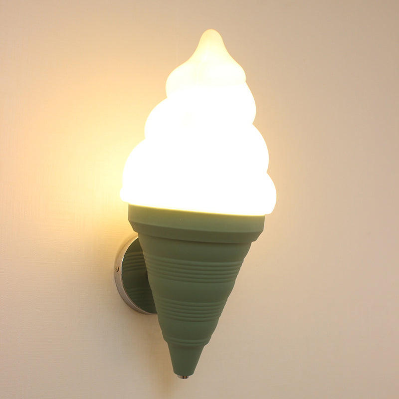 Childrens Ice Cream Shaped Wall Lamp Fixture Plastic Bedroom LED Wall Light Sconce