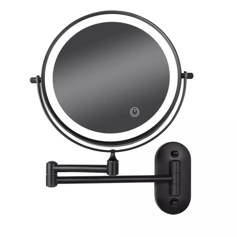 Vinantica | Black LED Rechargeable Makeup Mirror – 3-Color Light