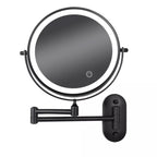 Black LED Rechargeable Makeup Mirror – 3-Color Light