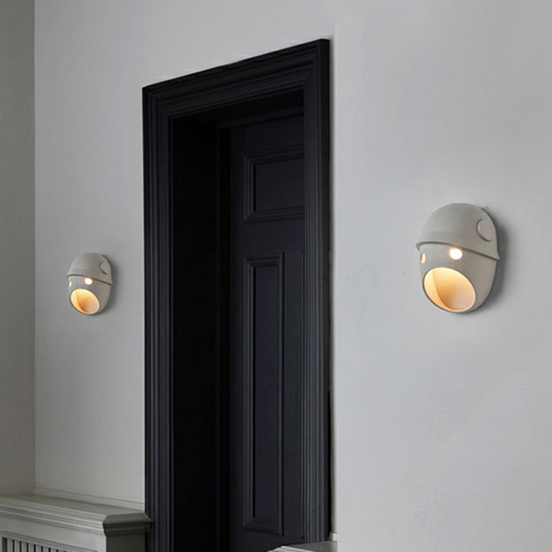 Decorative Funny Face Expression Wall Sconce Resin Bedroom LED Wall Mounted Light in Grey