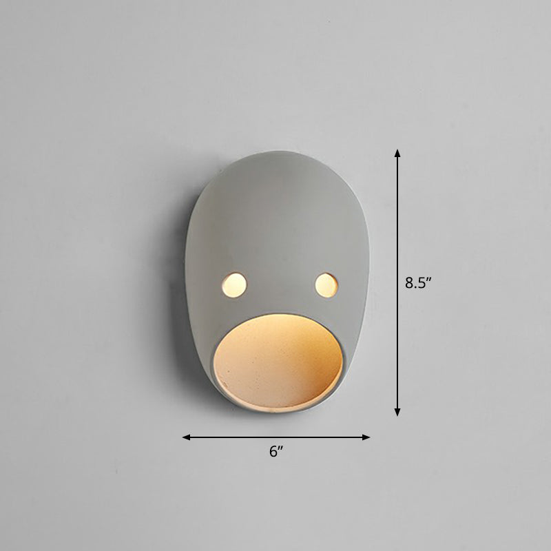 Decorative Funny Face Expression Wall Sconce Resin Bedroom LED Wall Mounted Light in Grey