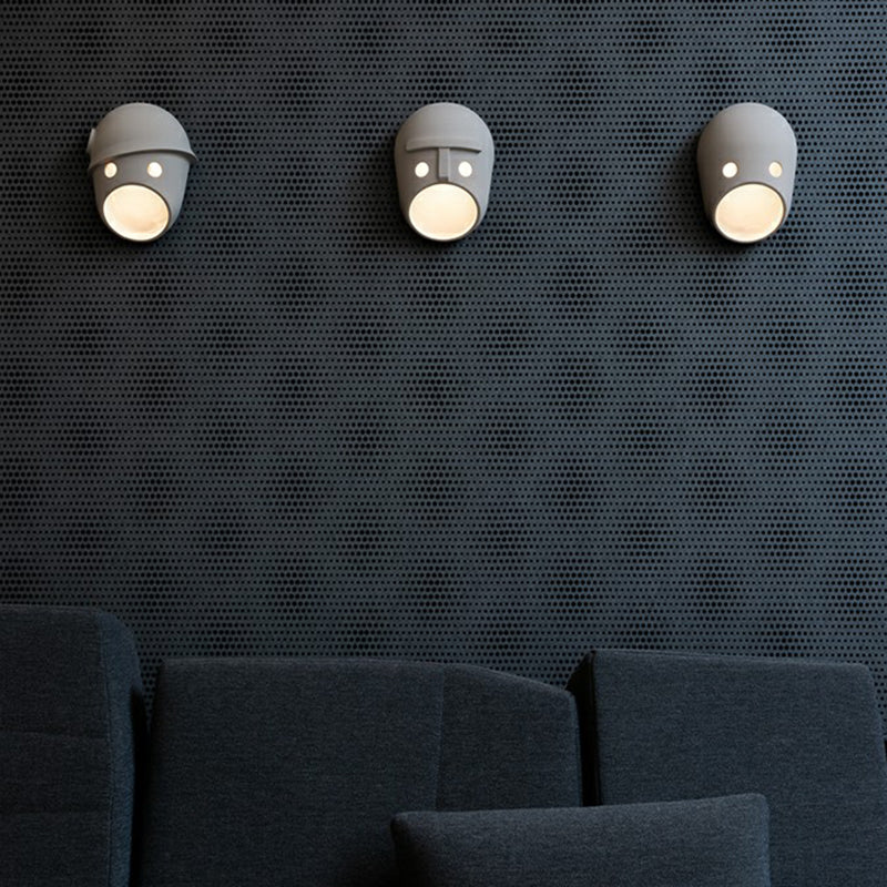 Decorative Funny Face Expression Wall Sconce Resin Bedroom LED Wall Mounted Light in Grey