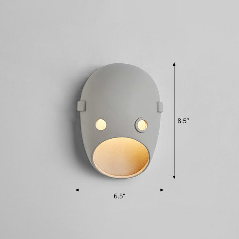 Decorative Funny Face Expression Wall Sconce Resin Bedroom LED Wall Mounted Light in Grey