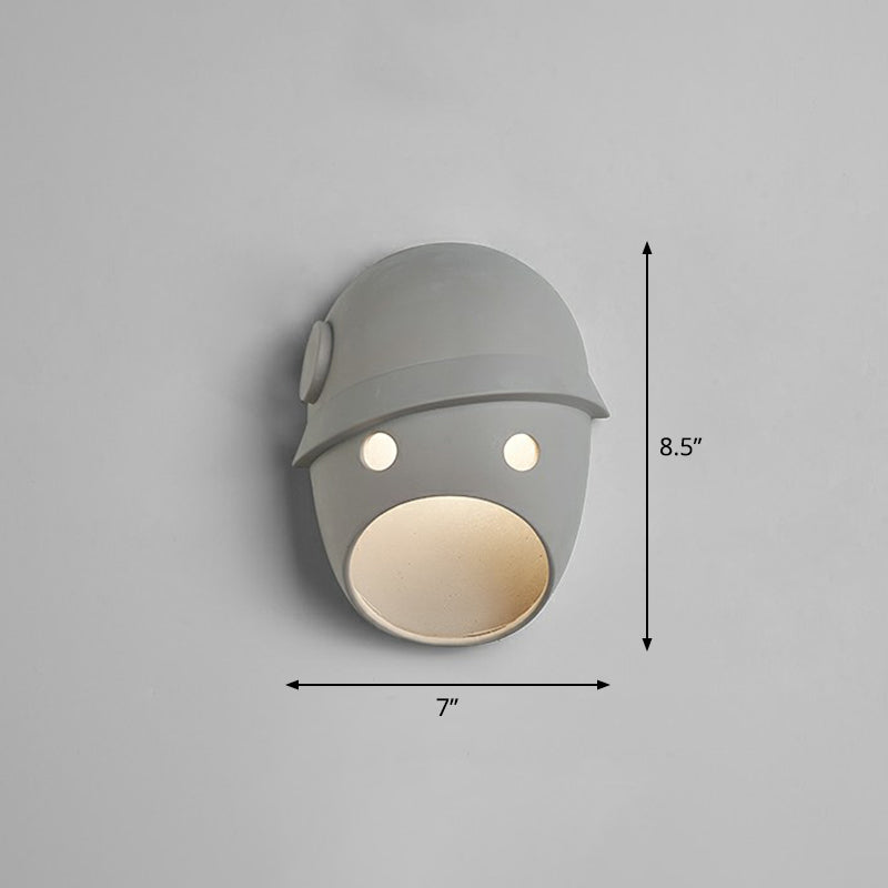 Decorative Funny Face Expression Wall Sconce Resin Bedroom LED Wall Mounted Light in Grey