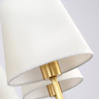 Brass Cone Wall Light Fixture Retro White Fabric Shade 1/2 Bulbs Dining Room Wall Sconce Lighting