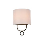 Traditional Half-Cylinder Wall Light 1 Head White Fabric Shade Wall Sconce Lighting for Bedroom