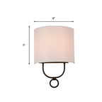 Traditional Half-Cylinder Wall Light 1 Head White Fabric Shade Wall Sconce Lighting for Bedroom