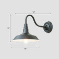 1-Bulb Gooseneck Wall Lamp Industrial Metal Wall Mounted Light with Barn Shade for Outdoor