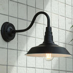 1-Bulb Gooseneck Wall Lamp Industrial Metal Wall Mounted Light with Barn Shade for Outdoor