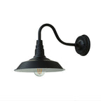 1-Bulb Gooseneck Wall Lamp Industrial Metal Wall Mounted Light with Barn Shade for Outdoor