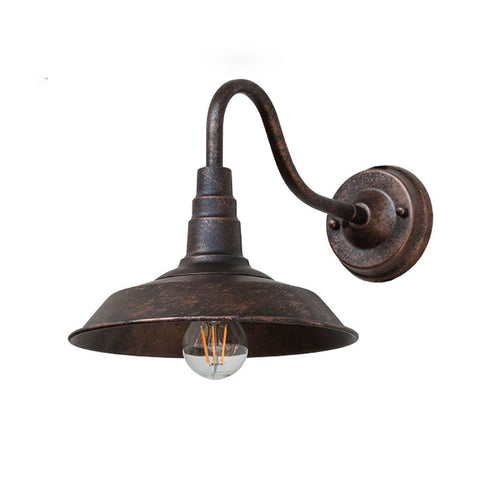 1-Bulb Gooseneck Wall Lamp Industrial Metal Wall Mounted Light with Barn Shade for Outdoor