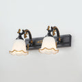Floral Bathroom Vanity Wall Light Fixture Vintage Style Opal Glass Wall Sconce Lighting