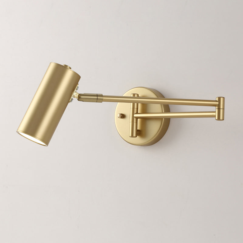 Tubular Bedside Wall Mounted Reading Lamp Metal 1 Bulb Postmodern Wall Light with Extendable Arm