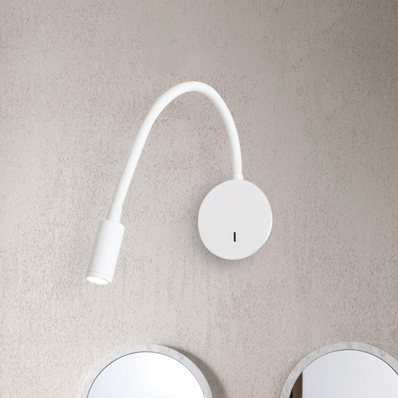 Adjustable Cylinder Reading Wall Light Contemporary Silicone and Metal LED Black/White Sconce Lamp
