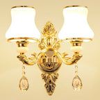 Victorian Candle Wall Sconce Lighting Metal Wall Mount Light with Shade and Crystal Decor