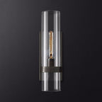 Cylinder Sconce Light Traditionary Clear Glass 2.5"/5" Wide 1 Head Black/Brass Wall Lamp Fixture for Stair