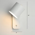 Swivelable Cylinder Reading Lamp Nordic Metal Single-Bulb Wall Light with Power Button
