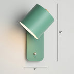 Swivelable Cylinder Reading Lamp Nordic Metal Single-Bulb Wall Light with Power Button