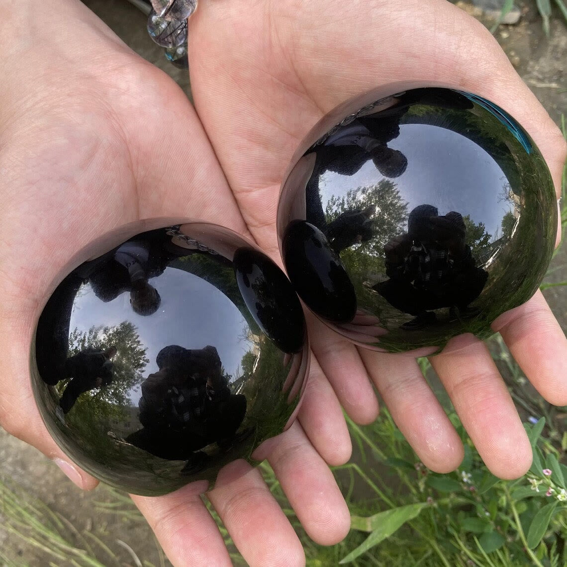Obsidian Crystal Ball Decoration