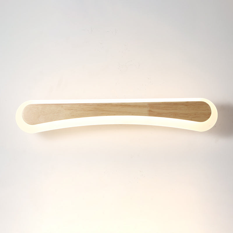 Modern Bathroom Vanity Light Wooden LED Vanity Light Fixtures in Acrylic Shade