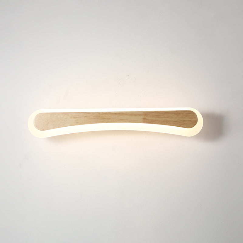 Modern Bathroom Vanity Light Wooden LED Vanity Light Fixtures in Acrylic Shade